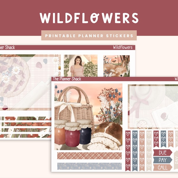Printable Wildflowers Weekly | Happy Planner Dashboard | Wildflowers | Summer | Fall Weekly | Printable Planner Stickers | Weekly Printable
