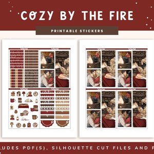 Printable Cozy By The Fire Weekly | Erin Condren | Vertical Layout | Fall | Fall Weekly | Fall Book Lover | Digital Stickers | Autumn | Cozy image 5