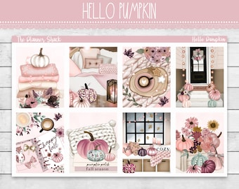 Hebdomadaire imprimable Hello Pumpkin | Erin Condren | Hebdomadaire vertical | Automne | Citrouilles | Automne | Stickers agenda imprimables | Hebdomadaire imprimable