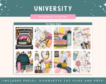 Printable University Weekly | Erin Condren | Vertical Layout | Back To School | Digital Stickers | Planner Stickers | College Life