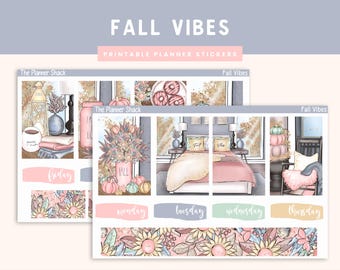 Printable Fall Vibes Weekly | Happy Planner | Books | Fall | Fall Weekly | Printable Planner Stickers | Weekly | Autumn Afternoons