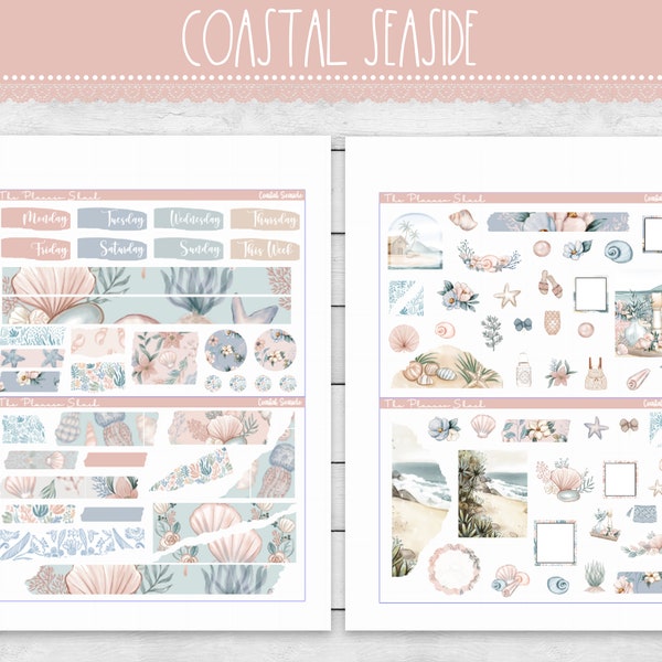 Printable Coastal Seaside Journaling Kit | Summer | Beach | Journaling Printables | Journaling Stickers | Digital Planner Stickers | Ocean