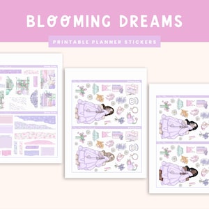 Diário semanal Blooming Dreams para impressão | Imprimíveis para diário | Adesivos para diário | Adesivos para impressão | Primavera | Floral | Verão
