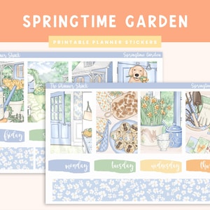 Printable Springtime Garden Weekly | Happy Planner | Garden | Easter | Spring Weekly | Printable Planner Stickers | Weekly Printable
