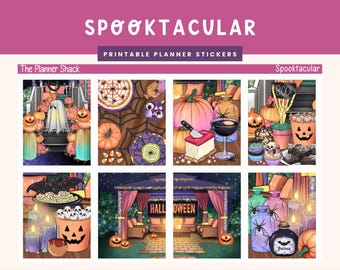 Printable Spooktackular Weekly | Erin Condren | Vertical Weekly | Halloween | Halloween Party | Weekly | Printable Stickers | October Nights