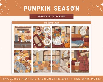 Printable Pumpkin Season Weekly | Erin Condren | Vertical Layout | Fall | Fall Weekly | Digital Stickers | Planner Stickers | Pumpkins |