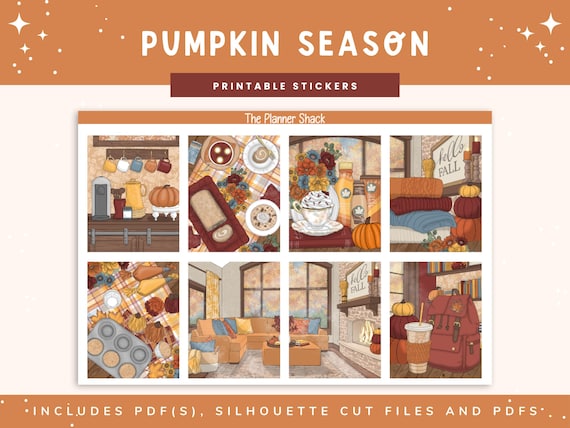 Printable Pumpkin Season Weekly | Erin Condren | Vertical Layout | Fall | Fall Weekly | Digital Stickers | Planner Stickers | Pumpkins |