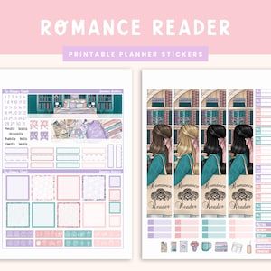 Printable A5 Romance Reader Monatlich | A5 Monatskalender | Buchliebhaber Monatlich | Monatliches Layout | Druckbare Planer Aufkleber | Druckbare Aufkleber