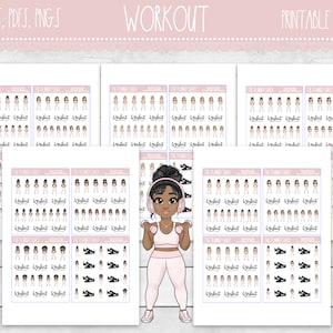 Afdrukbare workoutplannerstickers | Training | Fitness | Trainingsmode meisjes | Afdrukbare plannerstickers | Afdrukbare stickers | Trackers