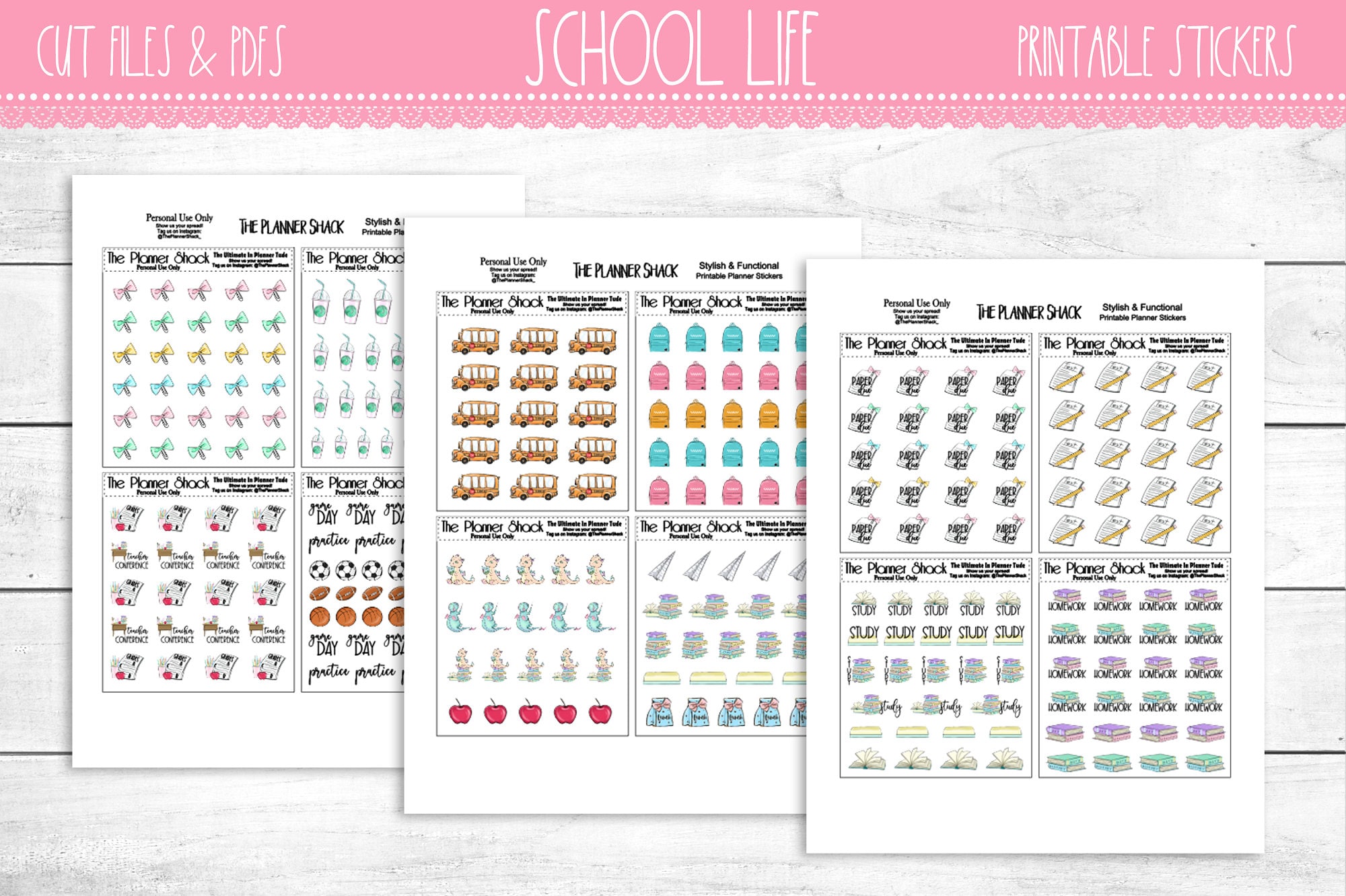 TTS-065 School Events Teeny Tiny 3 Page Set Planner Stickers 