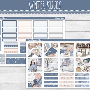 Hobonichi Cousin Weekly para impressão | Winter Kisses | Winter | Adesivos para planejador para impressão | Hobonichi Cousin | Semanal para impressão | Paris Winter