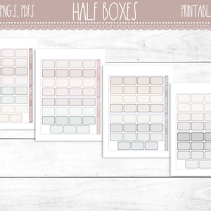 Half Boxes | Neutrals | Neutral Half Boxes | Vertical | Erin Condren | Happy Planner | Printable Planner Stickers | Functional Printables