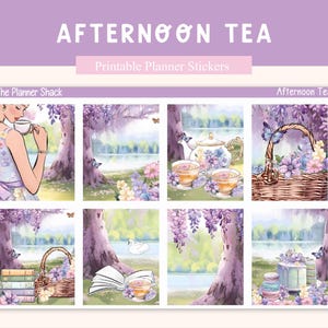 Printable Afternoon Tea Weekly | Erin Condren | Vertical Weekly | Spring Weekly | Tea Time | Weekly | Printable Stickers | Spring Florals