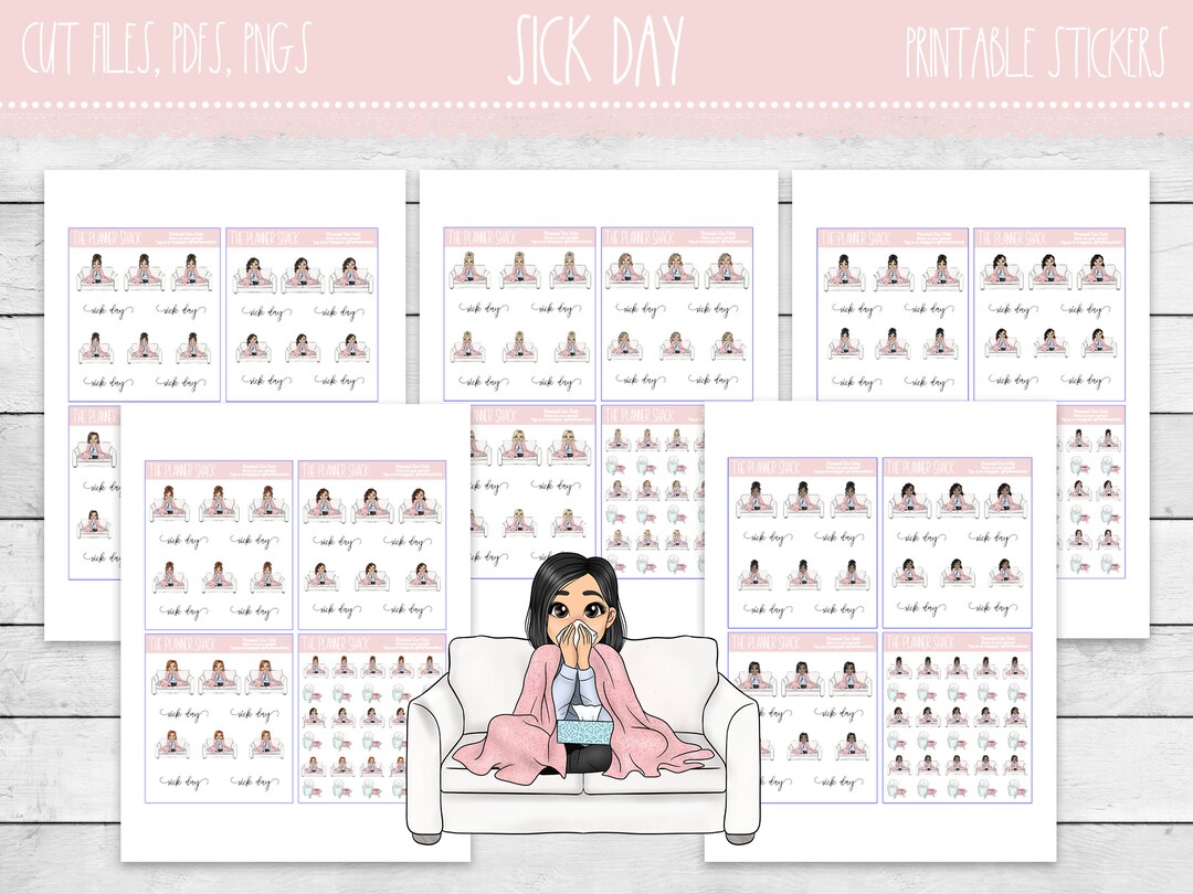 Printable Sick Day Planner Stickers | Sick Day | Sick Day Fashion Girls ...