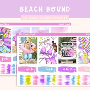 Printable Beach Bound Weekly | Happy Planner | Summer | Beach Weekly | Vacation | Printable Planner Stickers | Weekly Printable