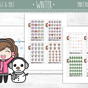 Handgezeichnete Winter Gigi Girls | Exklusiv | Druckbare Planer Aufkleber | Planer Printables | Winter-Doodles | Handgezeichnet | Planner Girl |DIY