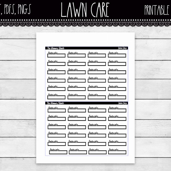 PRINTABLE Lawn Care Trackers | Lawn Care | Mow Lawn | Pull Weeds | Printable Planner Stickers | Functional Planner Stickers | Printables