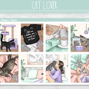 Impression hebdomadaire pour amoureux des chats | Erin Condren | Maman chat | Hebdomadaire vertical | Stickers agenda imprimables | Stickers imprimables | Imprimable hebdomadaire