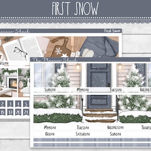 Erster Schnee Monatlich | Erin Condren | A5 Breit Monatlich | Winter Monatlich | Druckbare Planer Aufkleber | Druckbare Aufkleber | Monatsansicht