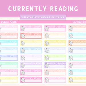 PRINTABLE Currently Reading Trackers | Books | Tablet | Audio Books | Functional Stickers | Erin Condren | Happy Planner | Vertical Planners