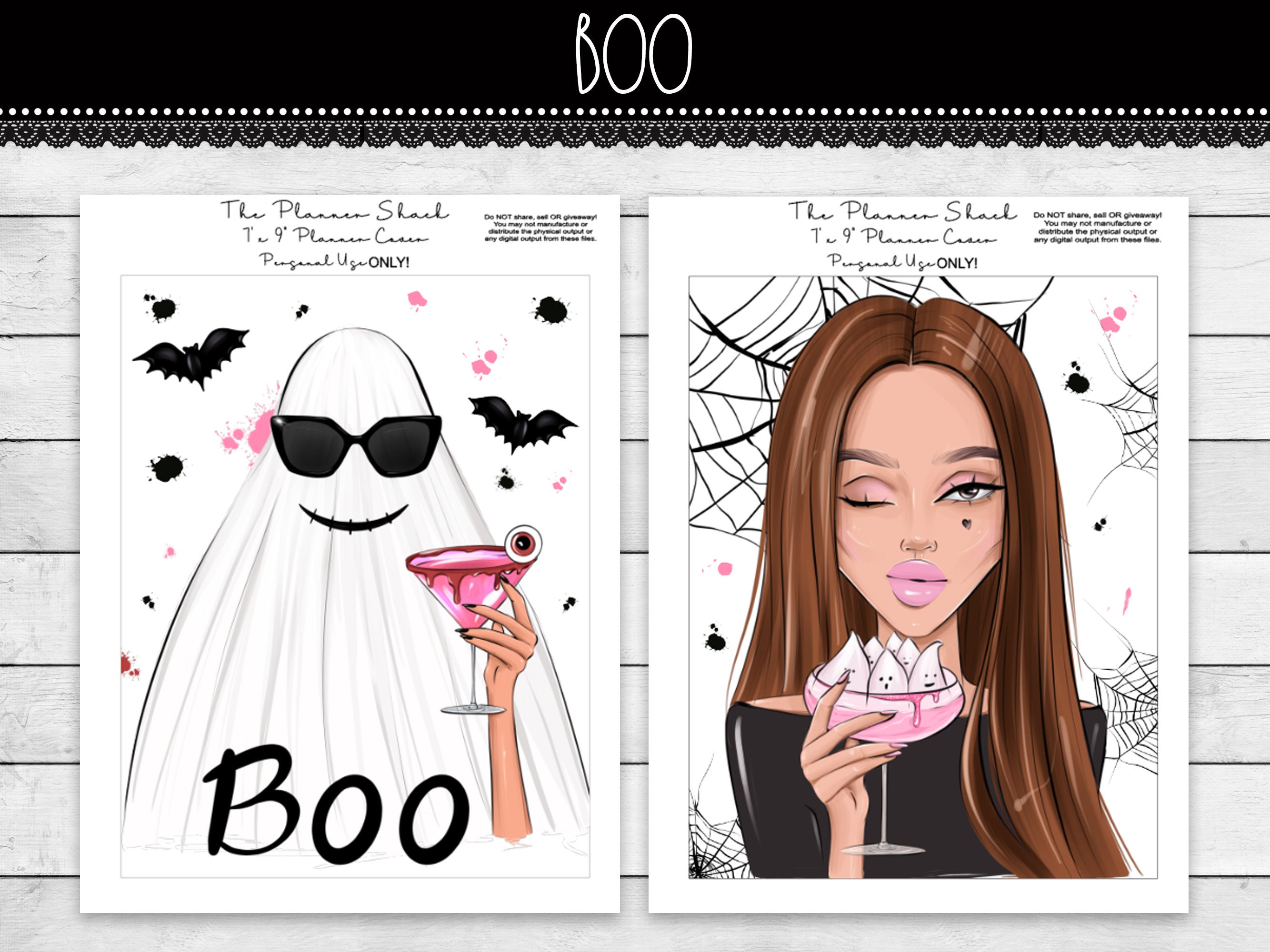Boo Covers Boo Planner Covers | Erin Condren | Halloween Planner Covers | 7x9 ...