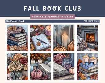Printable Fall Book Club Weekly | Erin Condren | Vertical Weekly | Book Lover | Cozy Fall | Fall | Books | Weekly | Printable Stickers