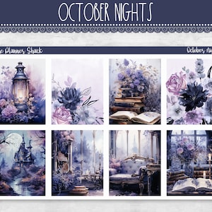 Printable October Nights Weekly | Erin Condren | Vertical Weekly | Fall | Halloween | Floral | Printable Planner Stickers | Halloween Floral