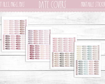 Blush and Muted Pastel Date Covers | Vertical | Erin Condren | Happy Planner | Printable Planner Stickers | Printable Stickers | Date Covers