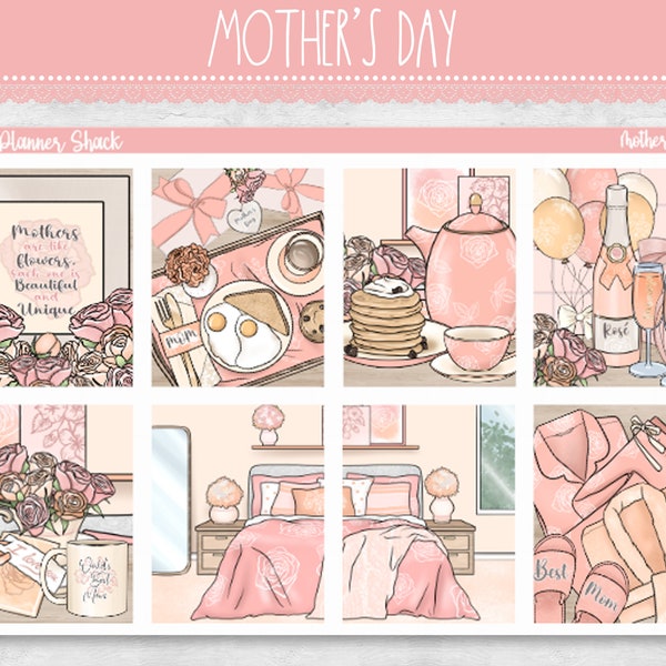 Printable Mother's Day Weekly | Erin Condren | Vertical Weekly | Breakfast In Bed Weekly | Printable Planner Stickers | Printable Weekly