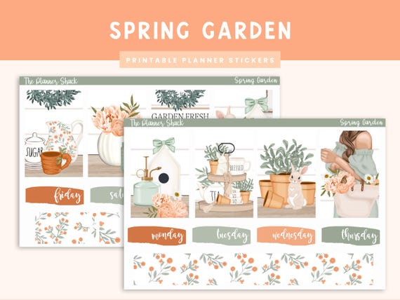 Printable Spring Garden Weekly | Happy Planner | Spring | Easter | Spring Weekly | Printable Planner Stickers | Weekly Printable