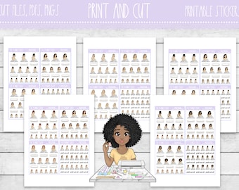 Printable Print and Cut Planner Stickers | Print and Cut | Sticker Cutting | Planner Fashion Girls | Printable Planner Stickers | Printables