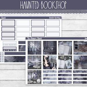 Hobonichi Cousin Weekly para impressão | Haunted Bookshop Weekly | Adesivos para planejador para impressão | Hobonichi Cousin | Imprimível semanal | Halloween