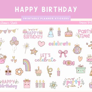 Printable Happy Birthday Stickers | Birthday | Celebrate | Happy Birthday | Printable Planner Stickers | Stickers | Printable Stickers