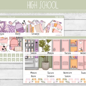 Gymnasium Monatlich | Erin Condren | Monatsansicht | Druckbare Planer Aufkleber | Schule | August | Zurück in der Schule | A5 Breit Monatskalender