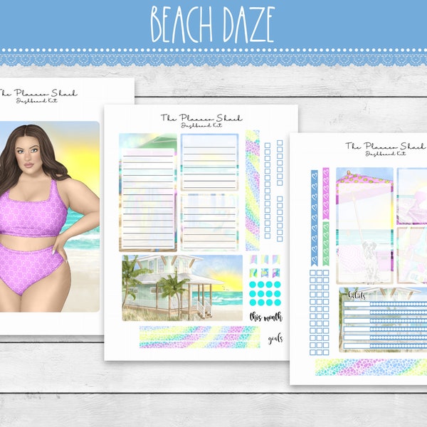 A5 Daily Duo Notes Pages | Beach Daze Notes Pages | Beach | Summer | Notes Pages | Printable Planner Stickers | Notes Pages | Printables