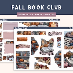 Printable Fall Book Club Journaling Weekly | Jouraling Weekly | Journaling Stickers | Printable Stickers | Fall | Autumn | Books | Reading