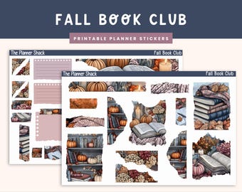Printable Fall Book Club Journaling Weekly | Jouraling Weekly | Journaling Stickers | Printable Stickers | Fall | Autumn | Books | Reading