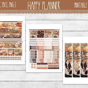 Happy Planner automne au bord du lac mensuel | Planificateur heureux | Automne | Automne | Mensuel | Stickers agenda imprimables | Stickers imprimables | floral