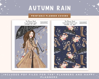 Autumn Rain Planner Covers | Erin Condren | 7x9 Planners | Planner Covers | Happy Planner | Printable Planner Covers | Fall | Autumn