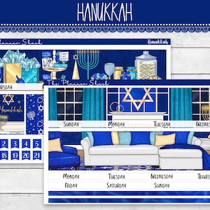 Mensuel Hanoucca | Erin Condren | A5 large | Mensuel Hanoucca | Stickers agenda imprimables | Mise en page mensuelle | Affichage mensuel | Fêtes juives