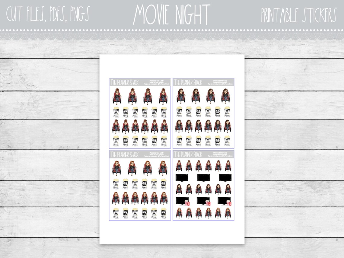 Printable Movie Night Planner Stickers Movies Movie Night - Etsy