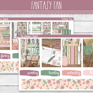 Fan de Fantasy imprimable hebdomadaire | Planificateur heureux | Fan de fantaisie | Amoureux des livres hebdomadaire | Stickers agenda imprimables | Hebdomadaire imprimable | Livres