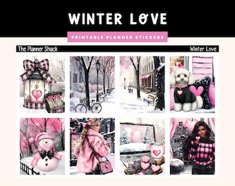Printable Winter Lover Weekly | Erin Condren | Vertical Weekly | Winter Weekly | Valentines Day | Weekly | Printable Stickers