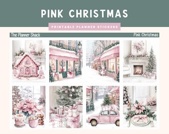 Printable Pink Christmas Weekly | Erin Condren | Vertical Weekly | Christmas | Christmas Weekly | Winter | Weekly | Printable Stickers