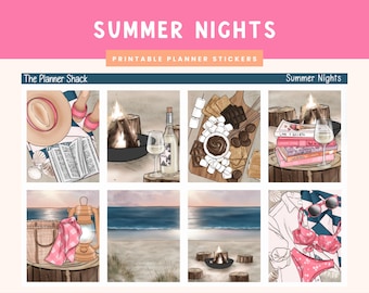 Printable Summer Nights Weekly | Erin Condren | Vertical Weekly | Summer Weekly | Printable Planner Stickers | Summer at the beach | Beach