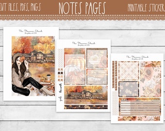 Autumn Lakeside Dashboard Notes Pages | Notes Pages | Erin Condren | 7 x 9" Planners | Printable Planner Stickers | Notes Page | Fall Notes