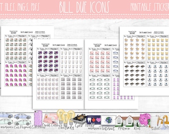 Bill Icons | Planner Icons | Printable Planner Stickers | Planner Printables | Cut Files | DIY Stickers | Pay Bills | Functional | Bills