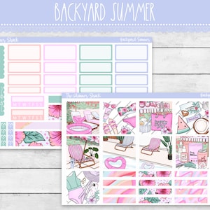 Hobonichi Cousin Weekly para impressão | Verão no quintal | Verão | Dias na piscina | Adesivos para planejador para impressão | Hobonichi Cousin | Semanal para impressão