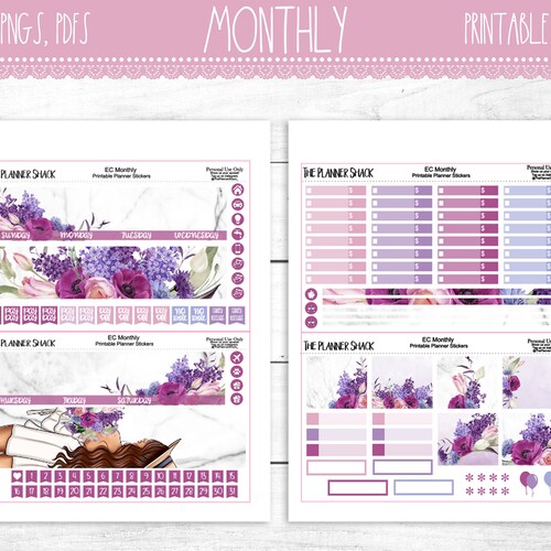 Printable Monthly Planner Stickers Erin Condren Monthly | Etsy
