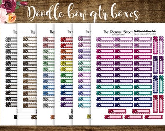 Doodle Bow Qtr Boxes | 2017 Big Happy Planner | Printable Planner Stickers | Planner Printables | Bows | Bow Boxes | Printables | Big HP